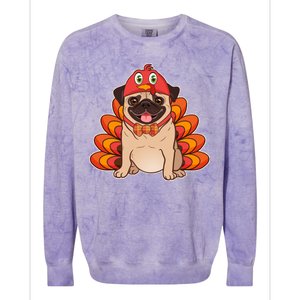 Thanksgiving Turkey Pug Colorblast Crewneck Sweatshirt