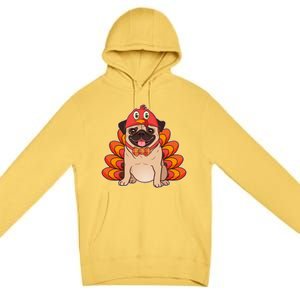 Thanksgiving Turkey Pug Premium Pullover Hoodie