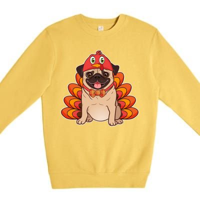 Thanksgiving Turkey Pug Premium Crewneck Sweatshirt