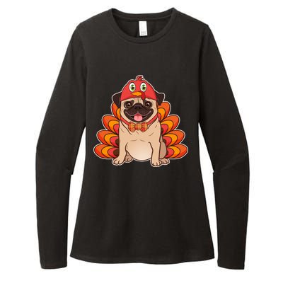 Thanksgiving Turkey Pug Womens CVC Long Sleeve Shirt