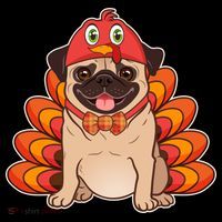 Thanksgiving Turkey Pug 16 in Basic Backpack