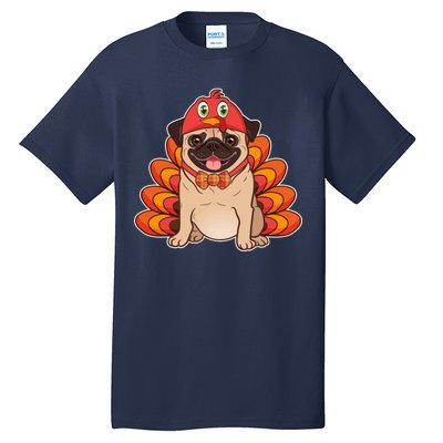 Thanksgiving Turkey Pug Tall T-Shirt