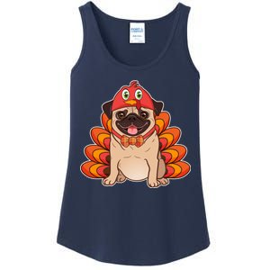 Thanksgiving Turkey Pug Ladies Essential Tank