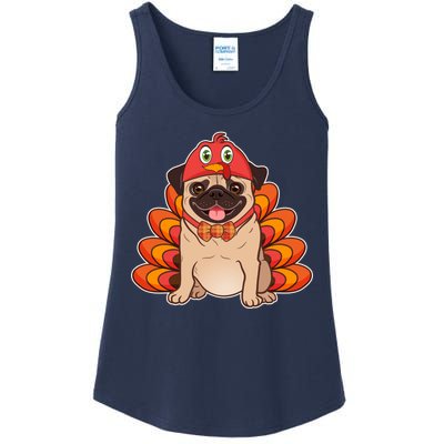 Thanksgiving Turkey Pug Ladies Essential Tank