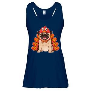 Thanksgiving Turkey Pug Ladies Essential Flowy Tank