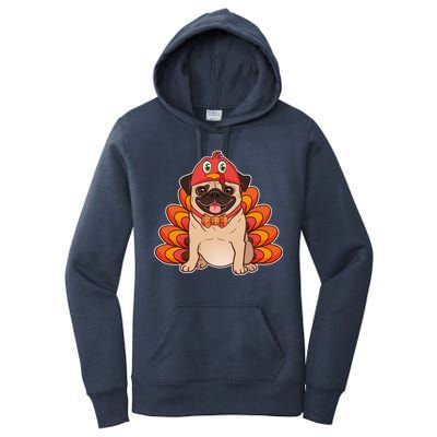 Thanksgiving Turkey Pug Women's Pullover Hoodie