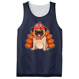 Thanksgiving Turkey Pug Mesh Reversible Basketball Jersey Tank