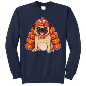 Thanksgiving Turkey Pug Tall Sweatshirt