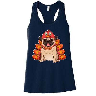 Thanksgiving Turkey Pug Women's Racerback Tank