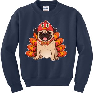 Thanksgiving Turkey Pug Kids Sweatshirt