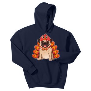 Thanksgiving Turkey Pug Kids Hoodie