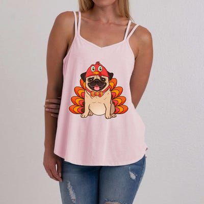 Thanksgiving Turkey Pug Women's Strappy Tank