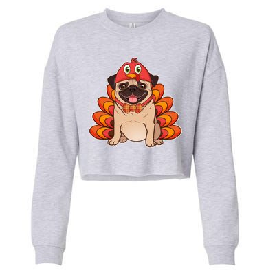 Thanksgiving Turkey Pug Cropped Pullover Crew