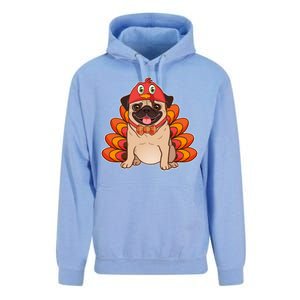 Thanksgiving Turkey Pug Unisex Surf Hoodie