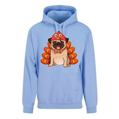 Thanksgiving Turkey Pug Unisex Surf Hoodie