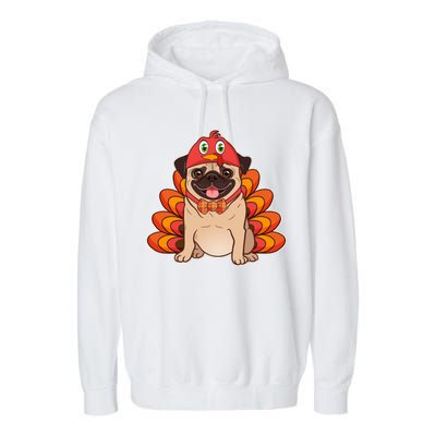 Thanksgiving Turkey Pug Garment-Dyed Fleece Hoodie