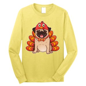 Thanksgiving Turkey Pug Long Sleeve Shirt