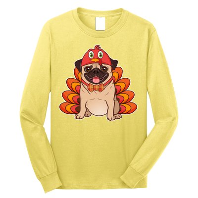 Thanksgiving Turkey Pug Long Sleeve Shirt