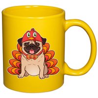 Thanksgiving Turkey Pug 11oz C Handle Ceramic Mug