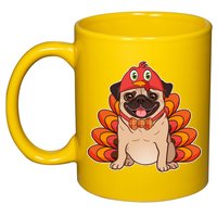 Thanksgiving Turkey Pug 11oz C Handle Ceramic Mug