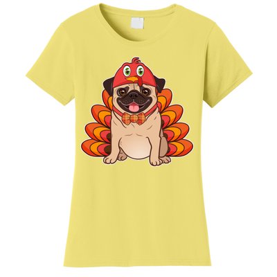 Thanksgiving Turkey Pug Women's T-Shirt