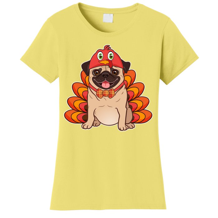 Thanksgiving Turkey Pug Women's T-Shirt