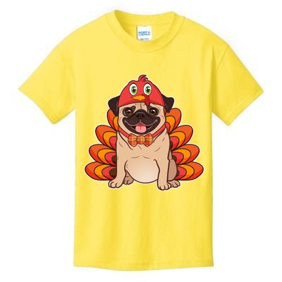 Thanksgiving Turkey Pug Kids T-Shirt