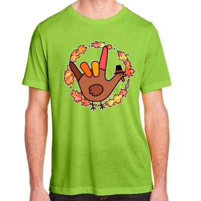 Thanksgiving Turkey Sign Language I Love You Adult ChromaSoft Performance T-Shirt