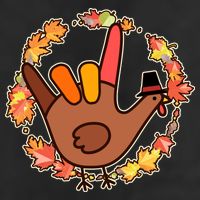 Thanksgiving Turkey Sign Language I Love You 7 Panel Mesh Trucker Snapback Hat