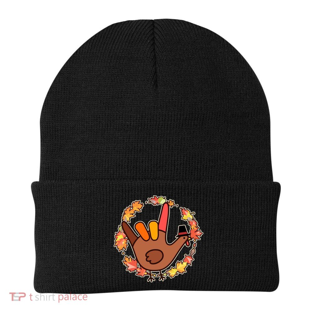 Thanksgiving Turkey Sign Language I Love You Knit Cap Winter Beanie