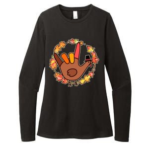 Thanksgiving Turkey Sign Language I Love You Womens CVC Long Sleeve Shirt