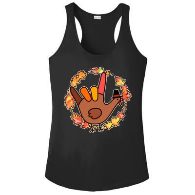 Thanksgiving Turkey Sign Language I Love You Ladies PosiCharge Competitor Racerback Tank