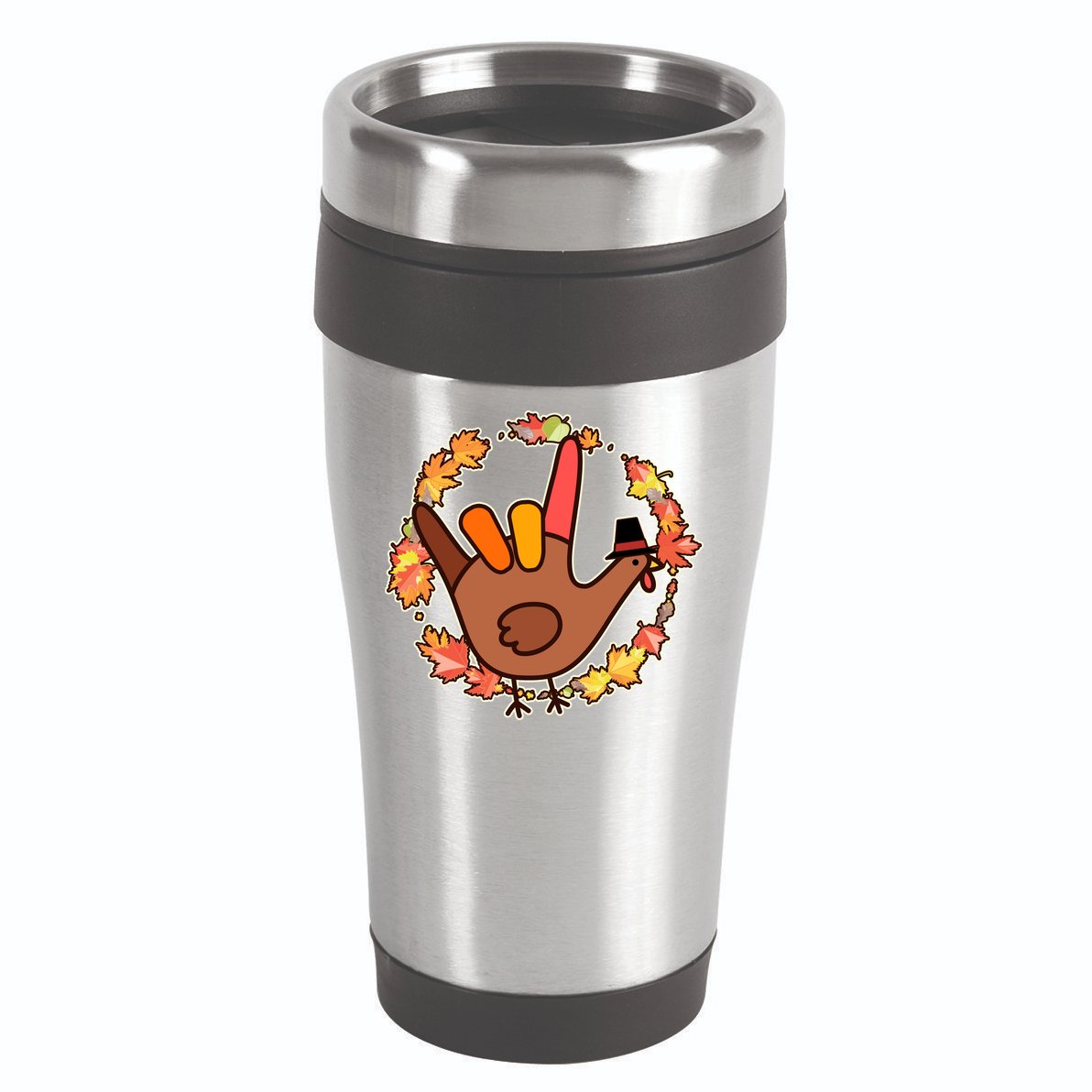 Thanksgiving Turkey Sign Language I Love You 16oz Travel Tumbler
