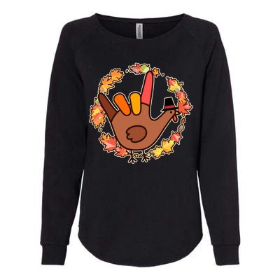 Thanksgiving Turkey Sign Language I Love You Womens California Wash Sweatshirt