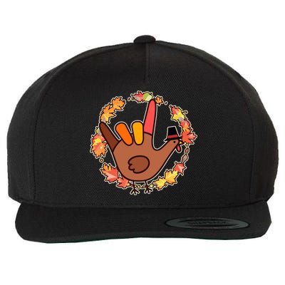 Thanksgiving Turkey Sign Language I Love You Wool Snapback Cap