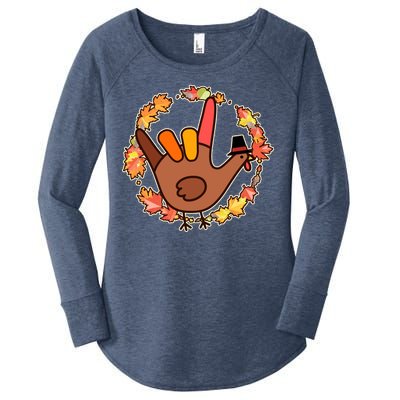 Thanksgiving Turkey Sign Language I Love You Women's Perfect Tri Tunic Long Sleeve Shirt