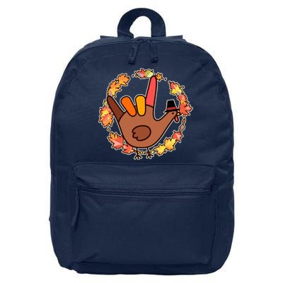 Thanksgiving Turkey Sign Language I Love You 16 in Basic Backpack