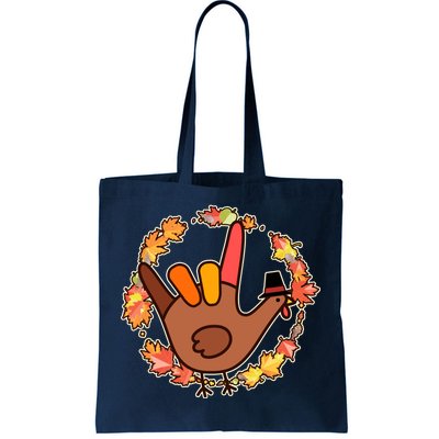 Thanksgiving Turkey Sign Language I Love You Tote Bag