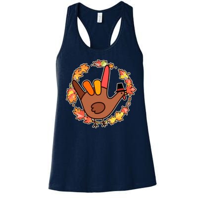 Thanksgiving Turkey Sign Language I Love You Women's Racerback Tank