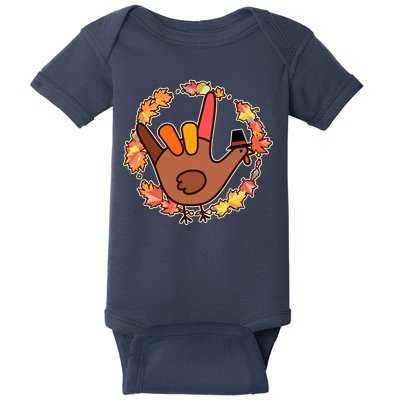 Thanksgiving Turkey Sign Language I Love You Baby Bodysuit