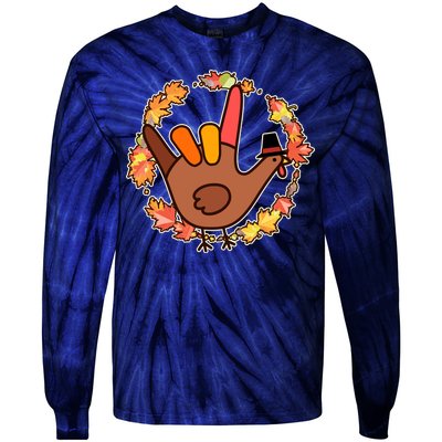 Thanksgiving Turkey Sign Language I Love You Tie-Dye Long Sleeve Shirt