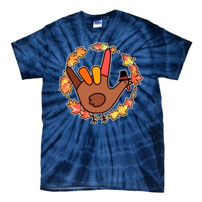 Thanksgiving Turkey Sign Language I Love You Tie-Dye T-Shirt