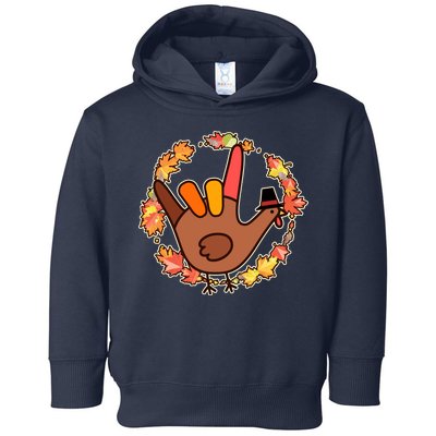 Thanksgiving Turkey Sign Language I Love You Toddler Hoodie