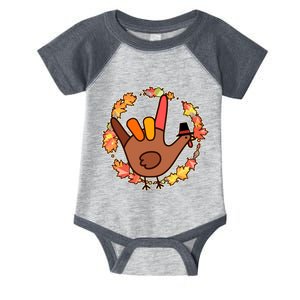 Thanksgiving Turkey Sign Language I Love You Infant Baby Jersey Bodysuit