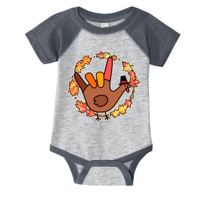 Thanksgiving Turkey Sign Language I Love You Infant Baby Jersey Bodysuit