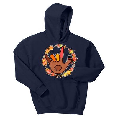 Thanksgiving Turkey Sign Language I Love You Kids Hoodie