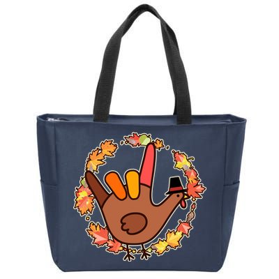 Thanksgiving Turkey Sign Language I Love You Zip Tote Bag