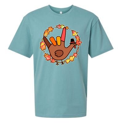 Thanksgiving Turkey Sign Language I Love You Sueded Cloud Jersey T-Shirt