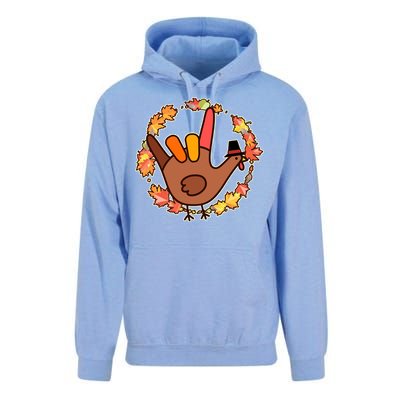 Thanksgiving Turkey Sign Language I Love You Unisex Surf Hoodie