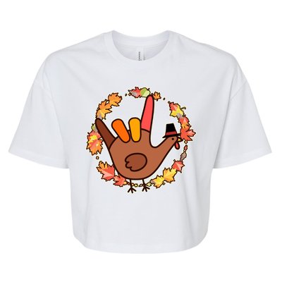 Thanksgiving Turkey Sign Language I Love You Bella+Canvas Jersey Crop Tee